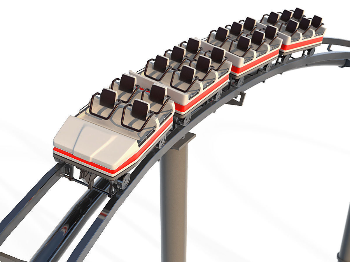 Roller Coaster Track and Train 3D model_3