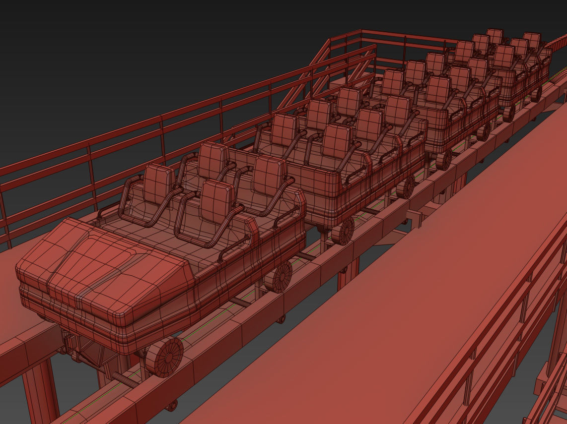 Roller Coaster Track and Train 3D model_16