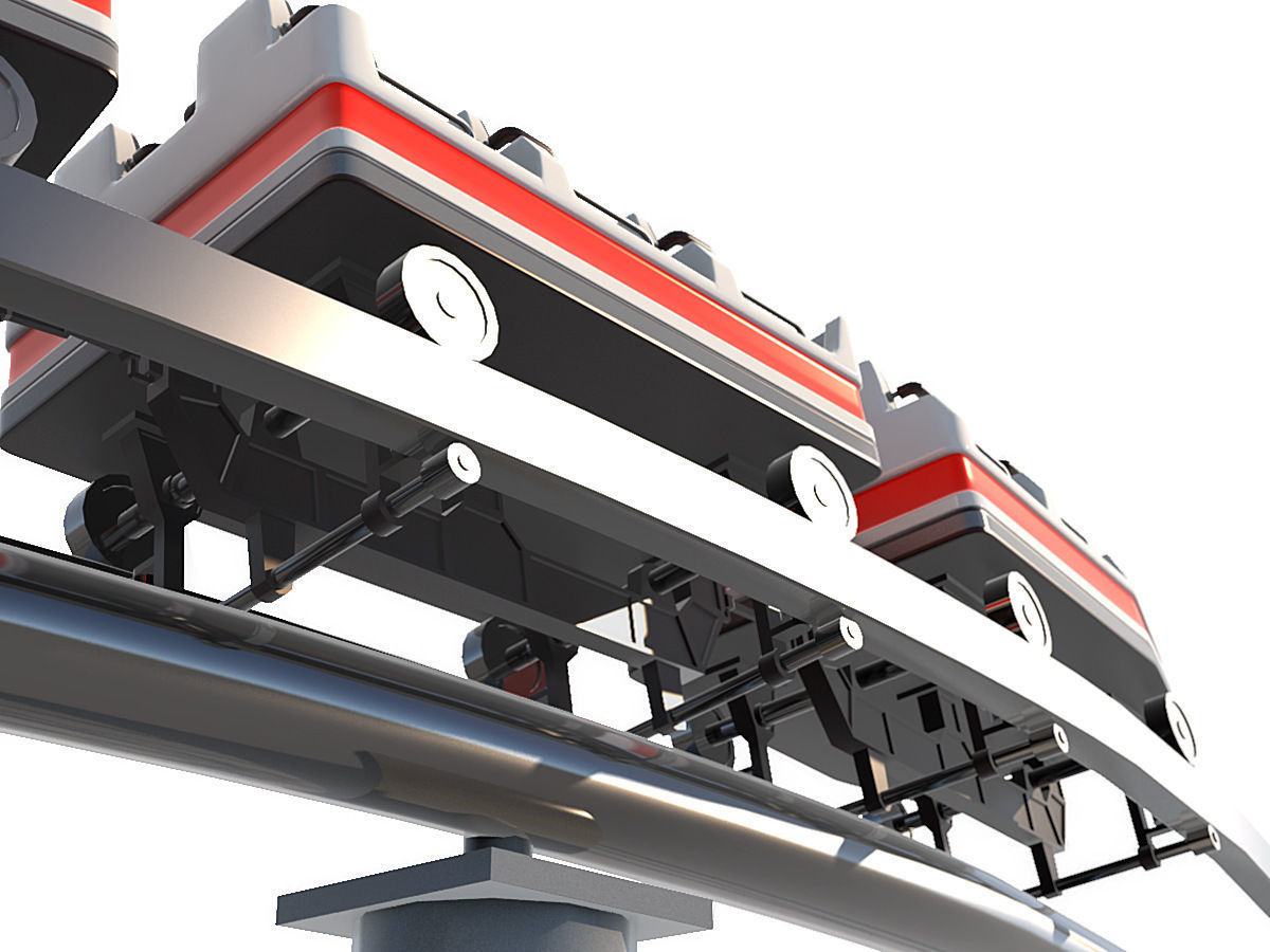 Roller Coaster Track and Train 3D model_7