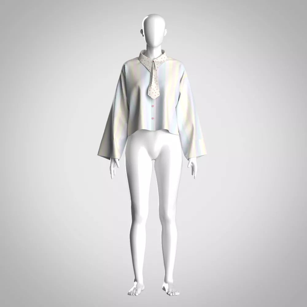 Womens tie neck shirt 3d clothing Low-poly 3D model