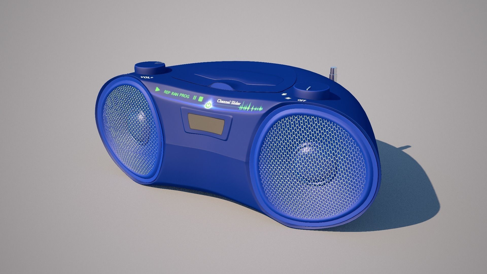 CD-Player with radio Low-poly 3D model_1