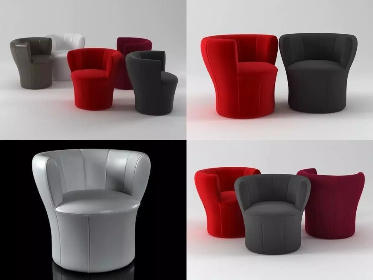 Lisa four different chairs 3D model_0