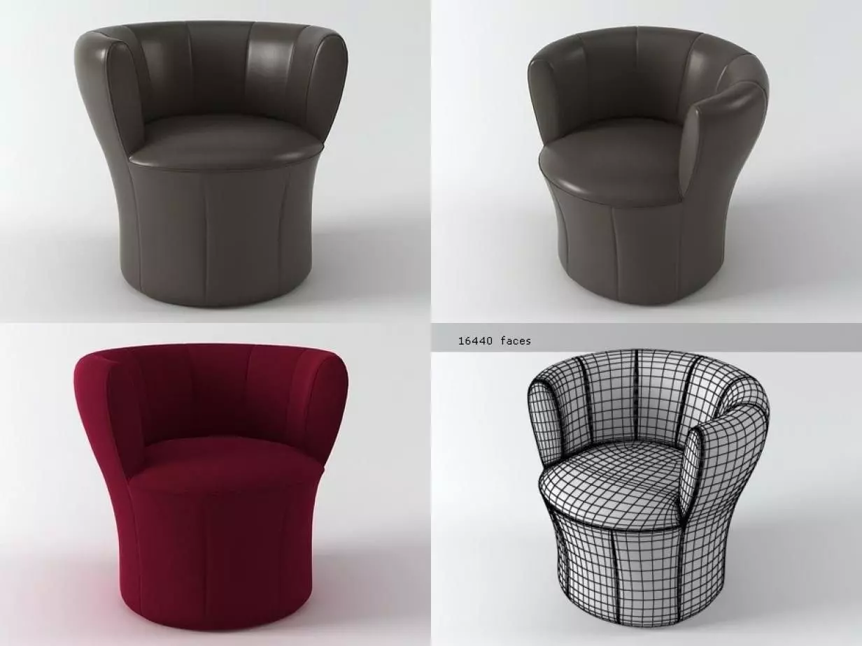 Lisa four different chairs 3D model_2