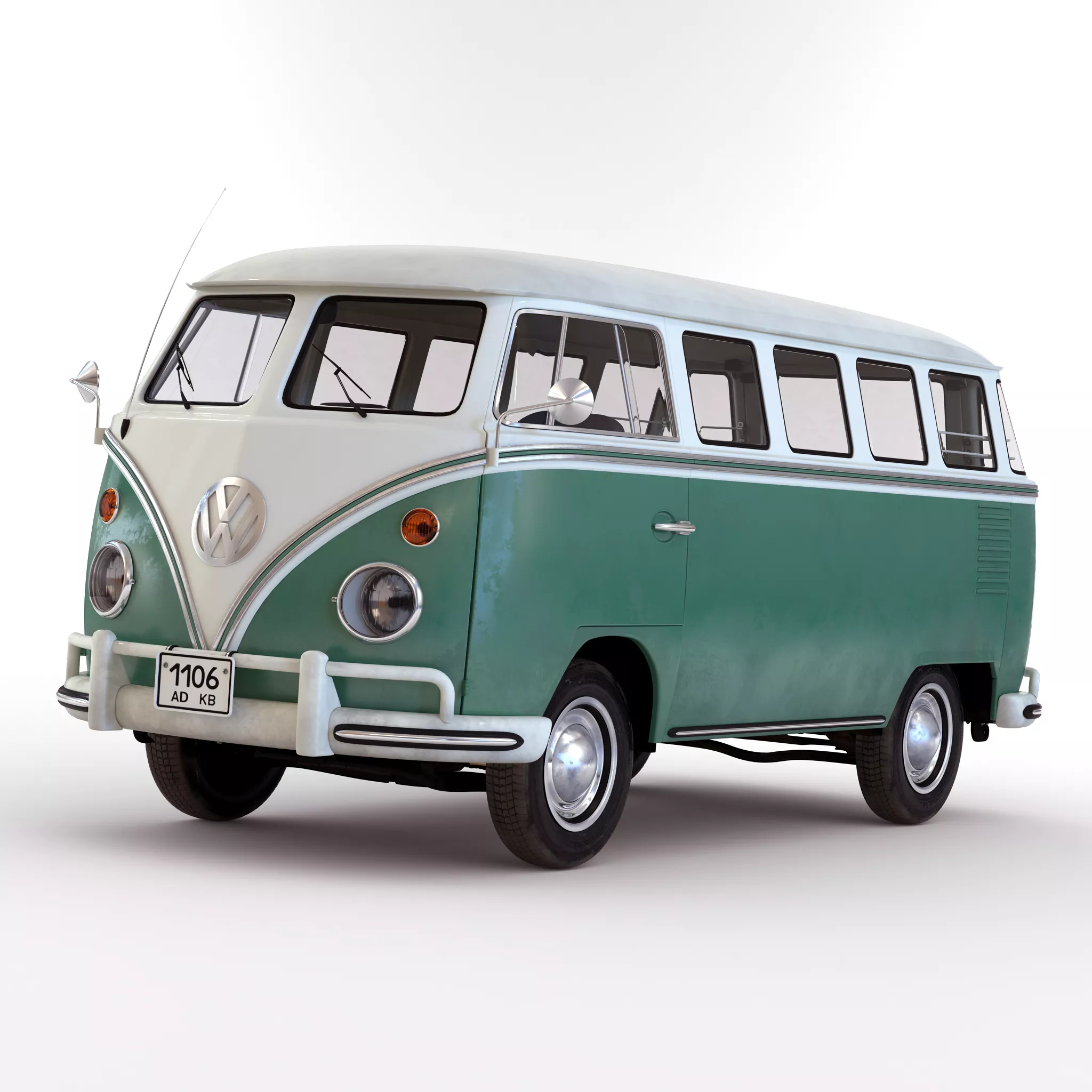 Volkswagen Type 2 Green Simple Interior 3D model