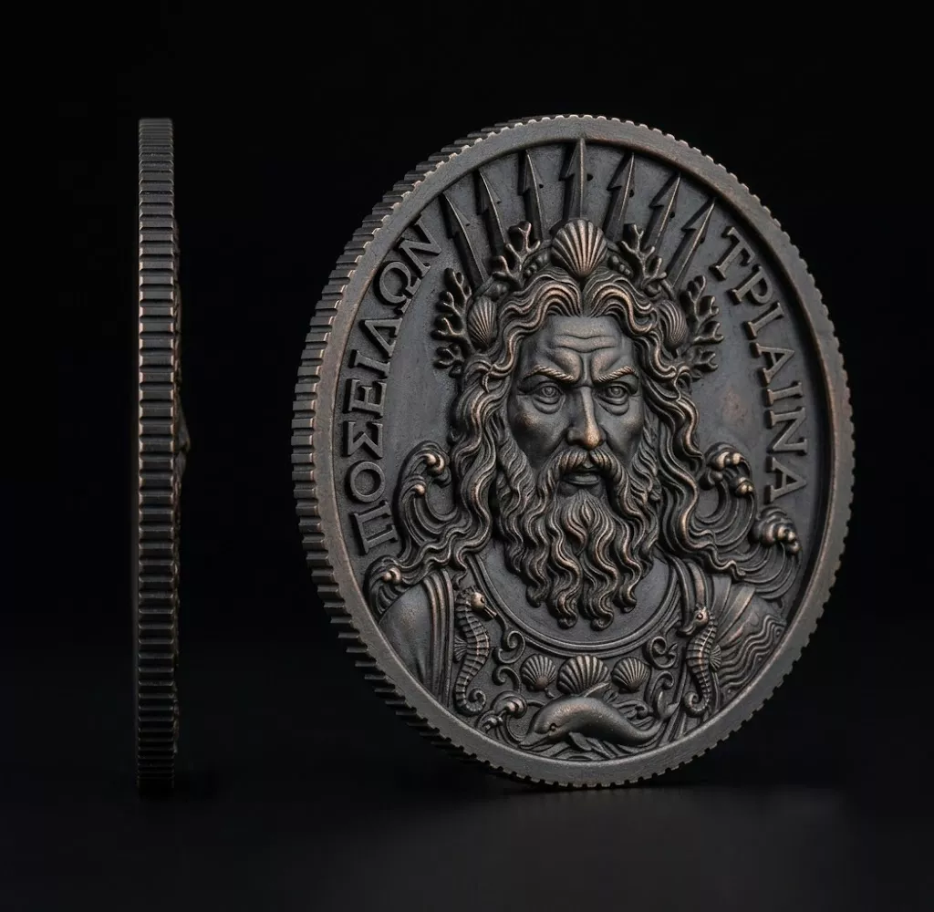 Poseidon God of the Sea Coin 3D print model