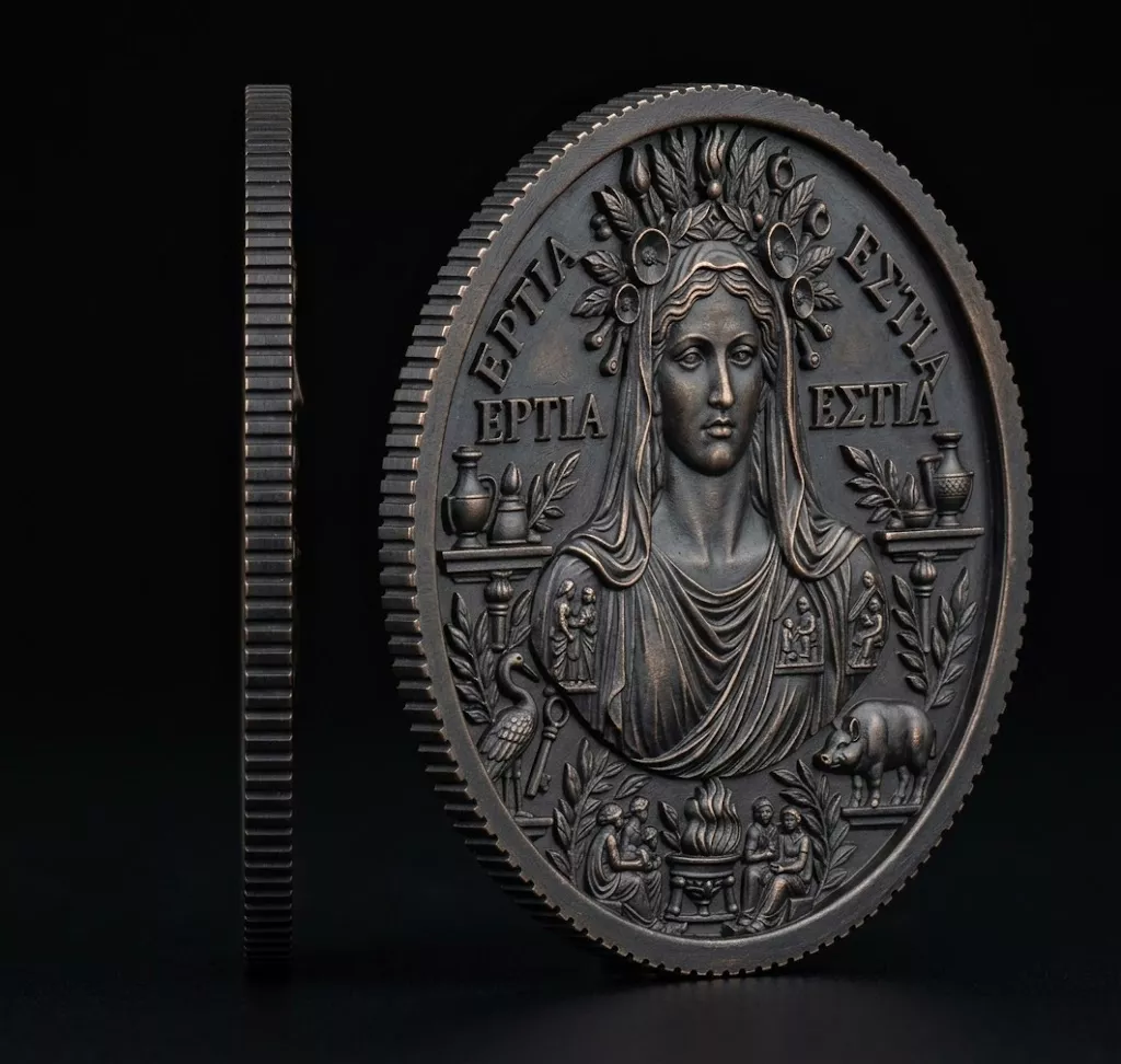 Hestia Goddess of Hearth and Home Coin 3D print model