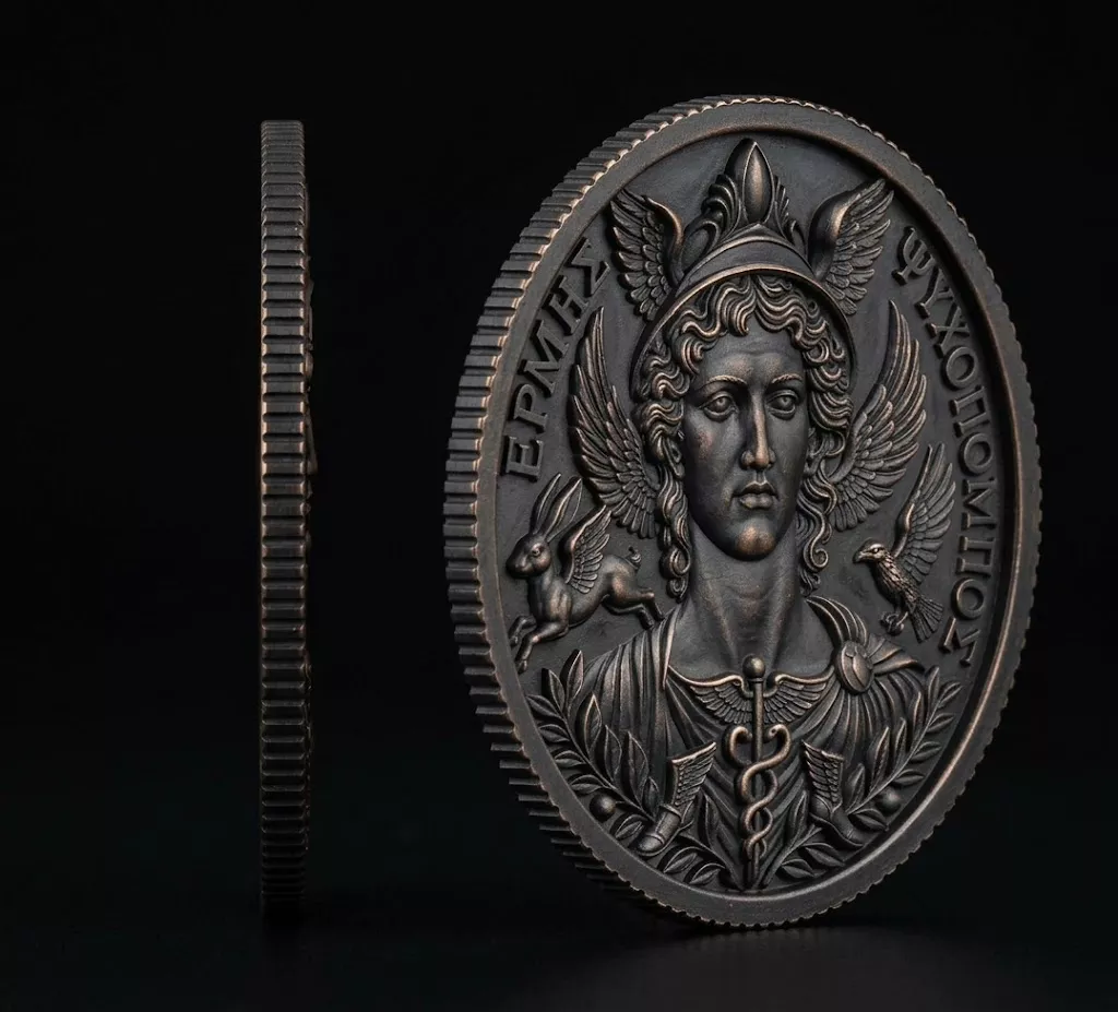 Hermes Messenger God and Psychopomp Coin 3D print model