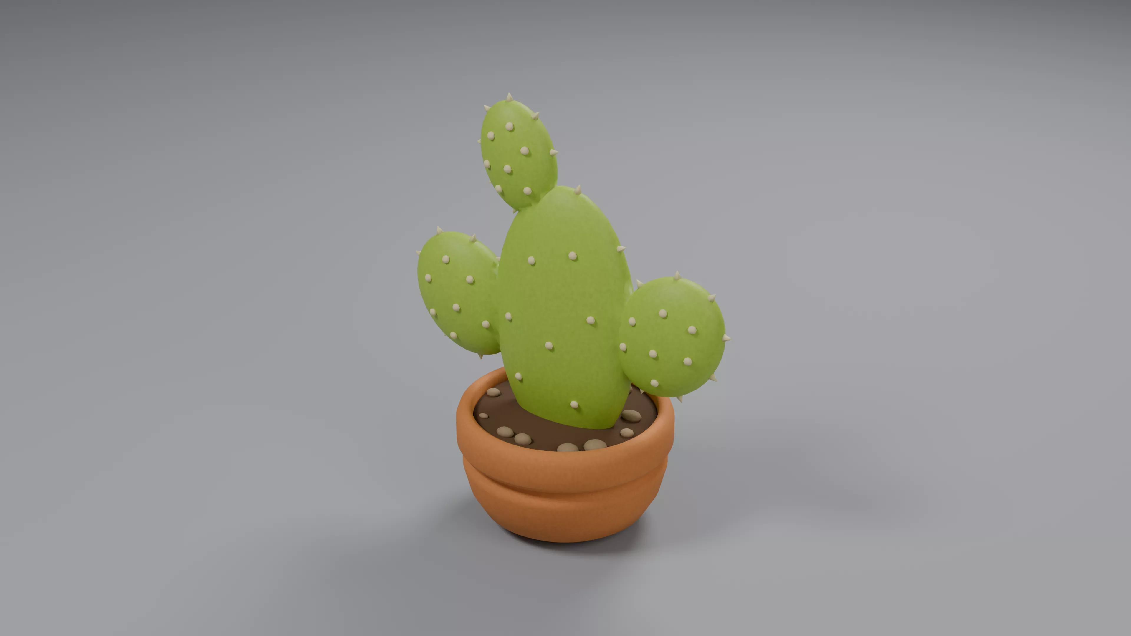 Prickly Pear Cactus in Decorative Planter Low-poly 3D model