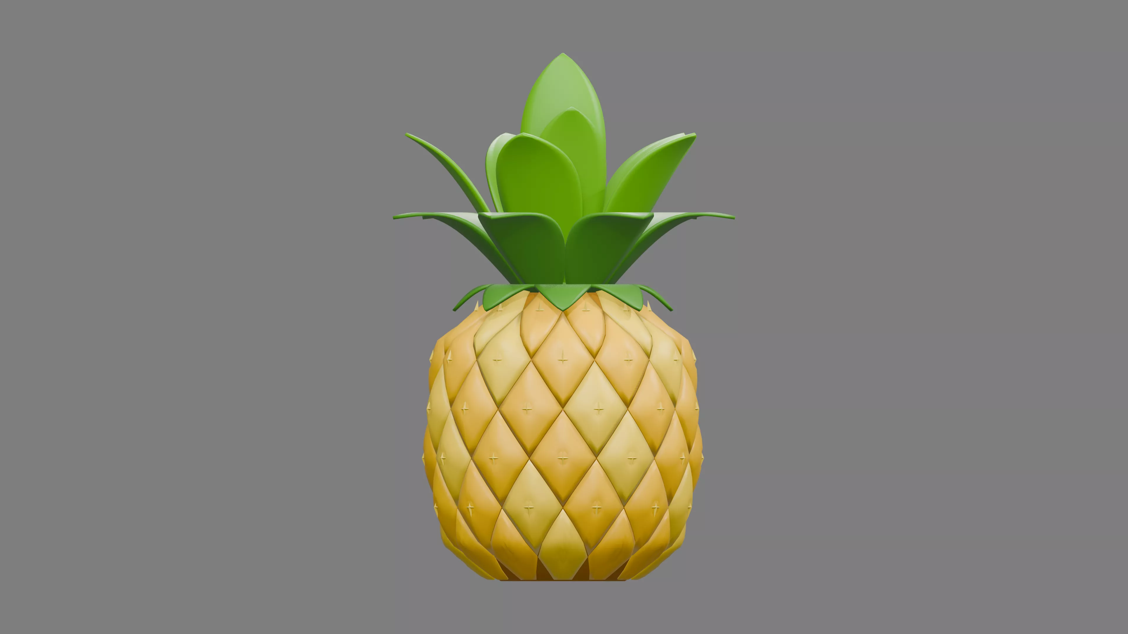 Golden Pineapple with Spreading Leaf Crown Low-poly 3D model