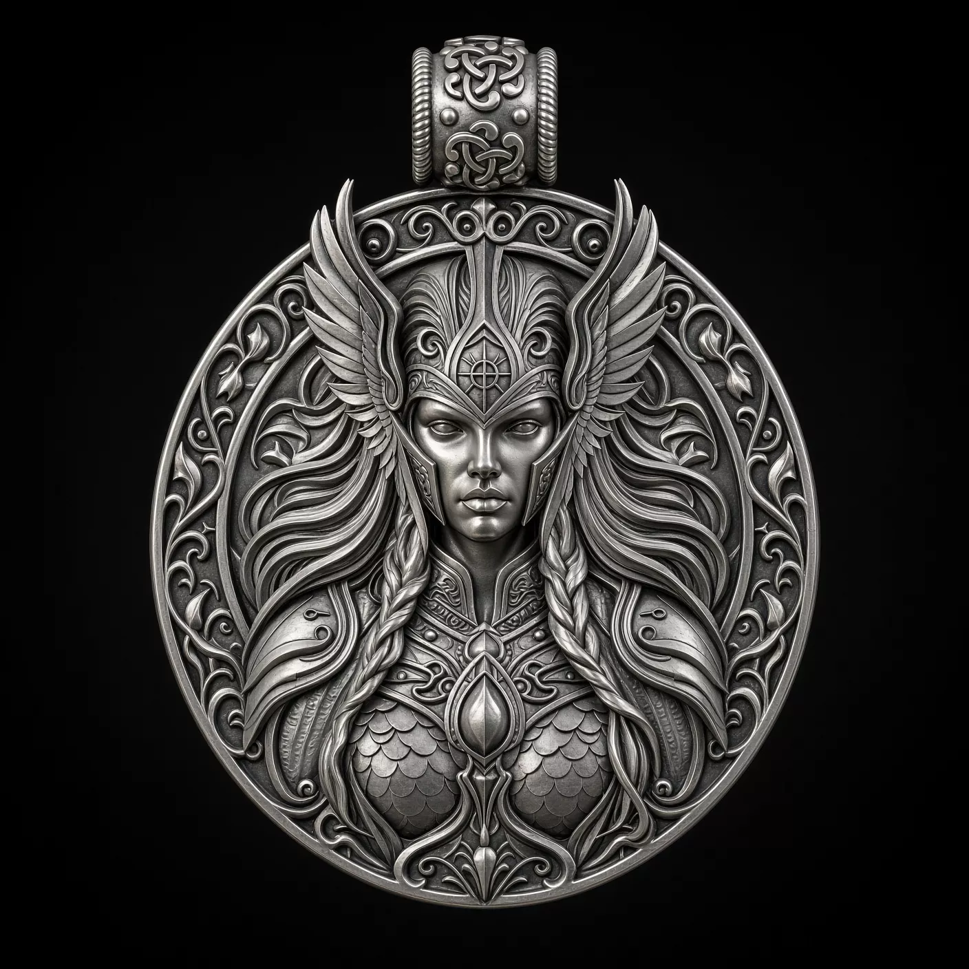 Norse Valkyrie Warrior Medallion Pendant 3D print model