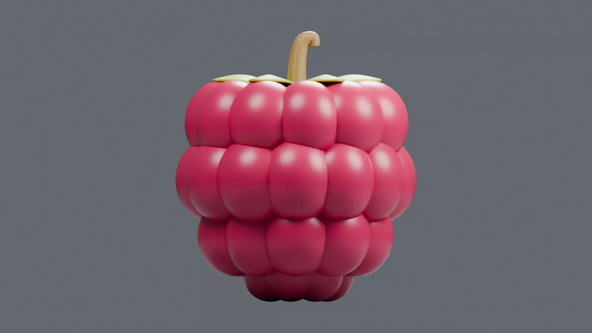 Rounded Ruby Raspberry with Leaf Cap Low-poly 3D model