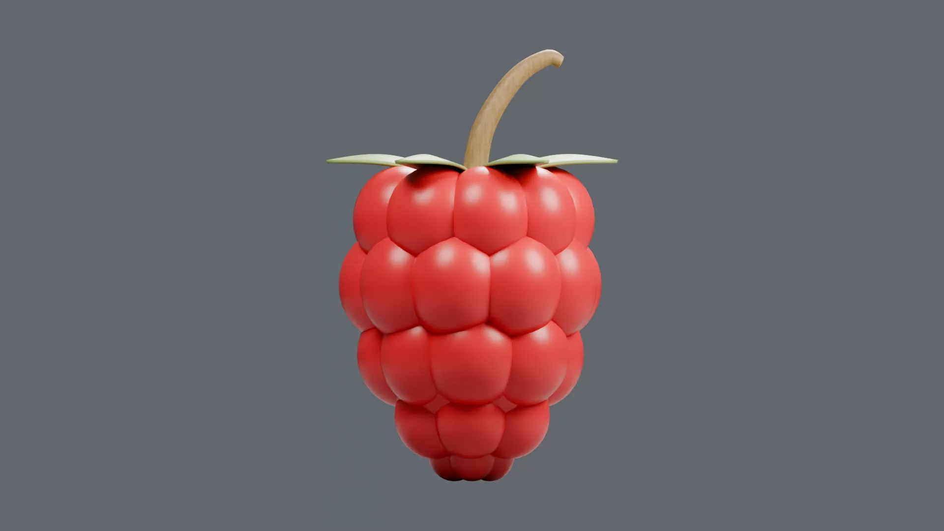 Tapered Red Raspberry Fruit Low-poly 3D model