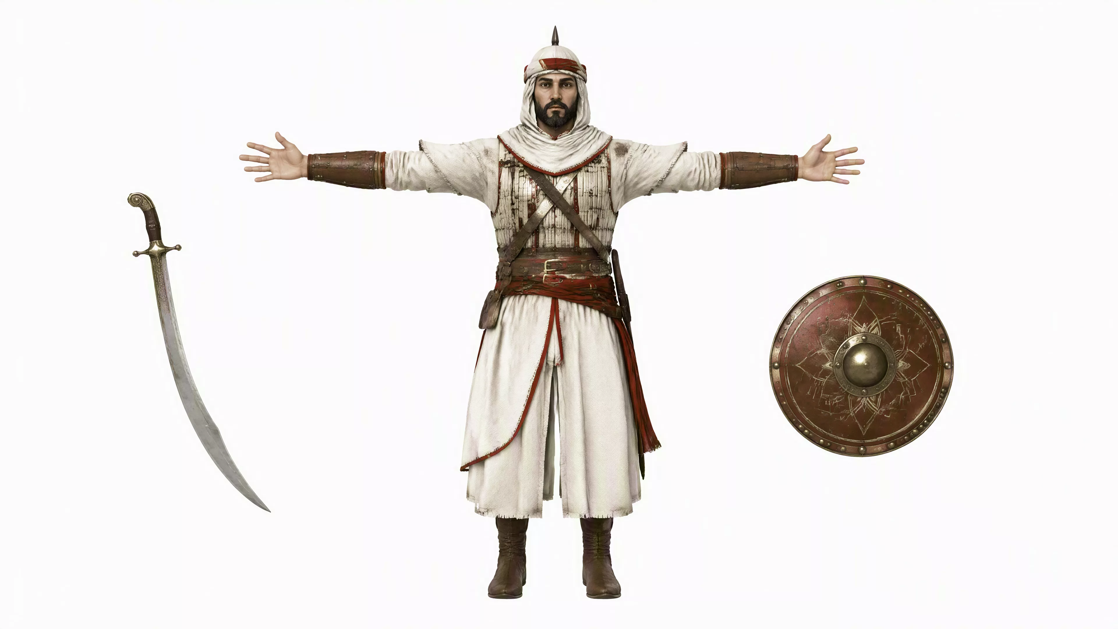 Arab warrior 3D Character Rigged Game Ready Low-poly 3D model