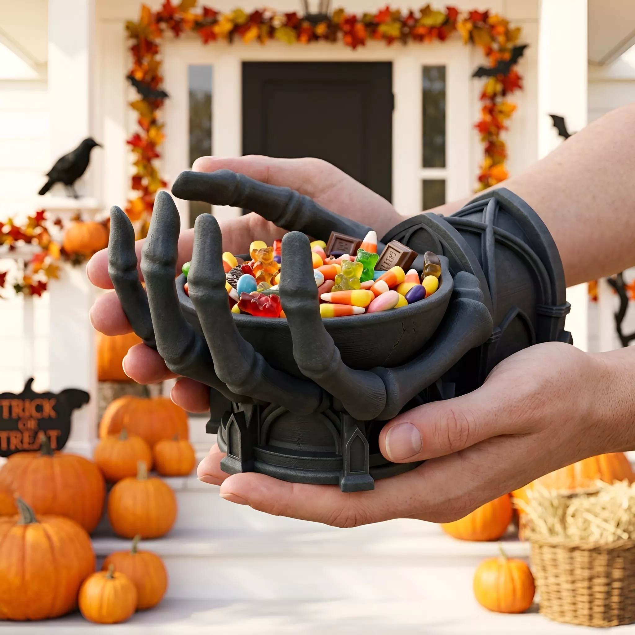 Skeleton Hand Candy Bowl STL Tomb Halloween Party 3D print model