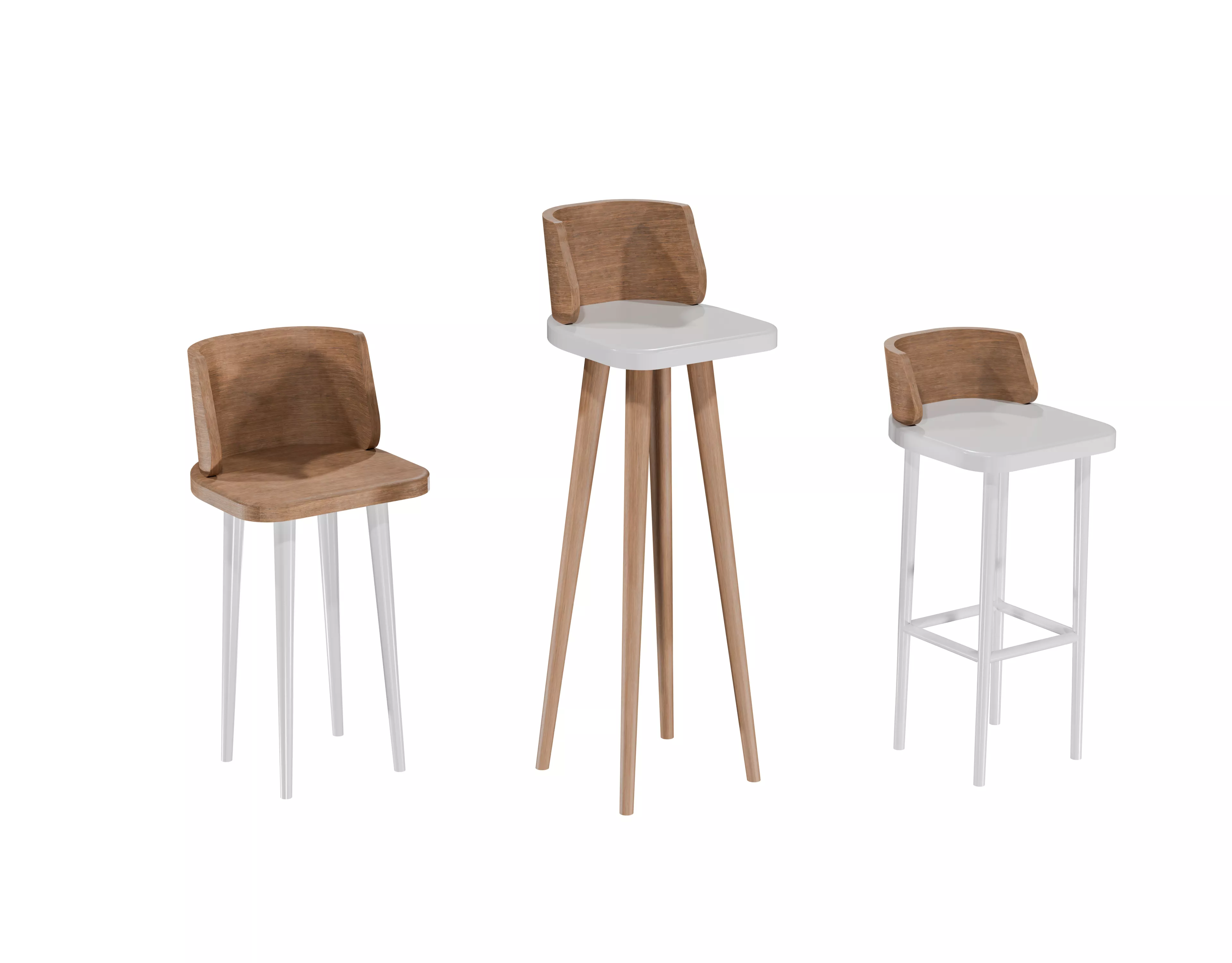 Chair Set Modern Bar stool 3D Model Free low-poly 3D model