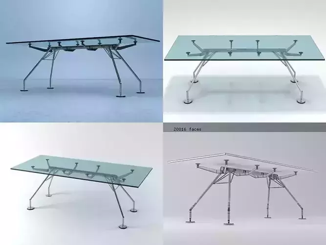 Nomos glass table with metal legs