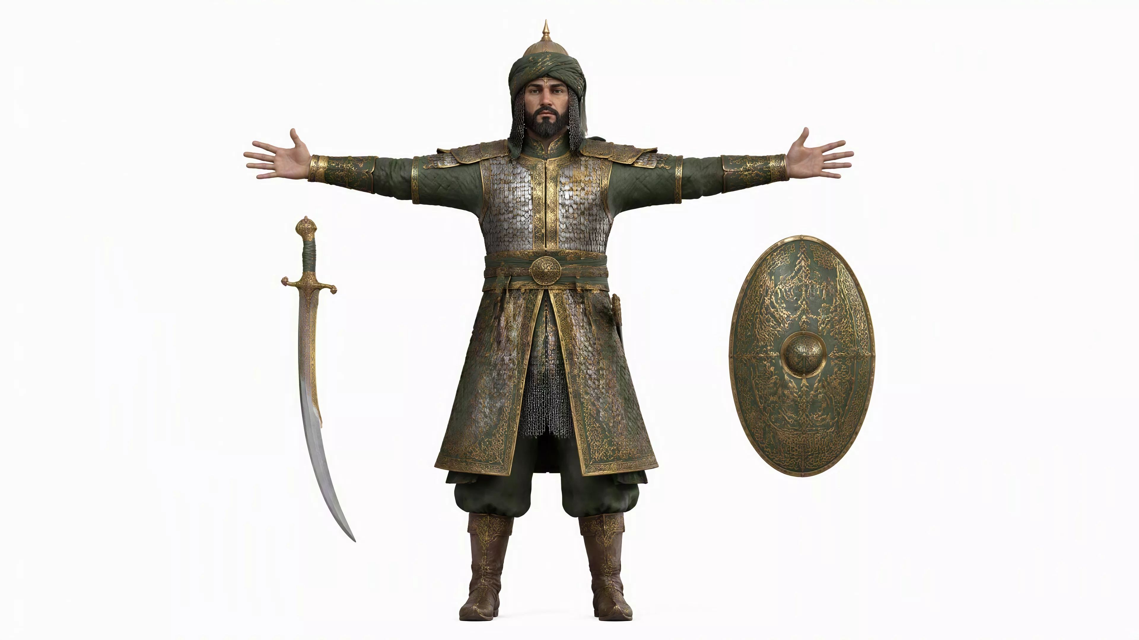 Arab warrior 3D Character Rigged Game Ready Low-poly 3D model