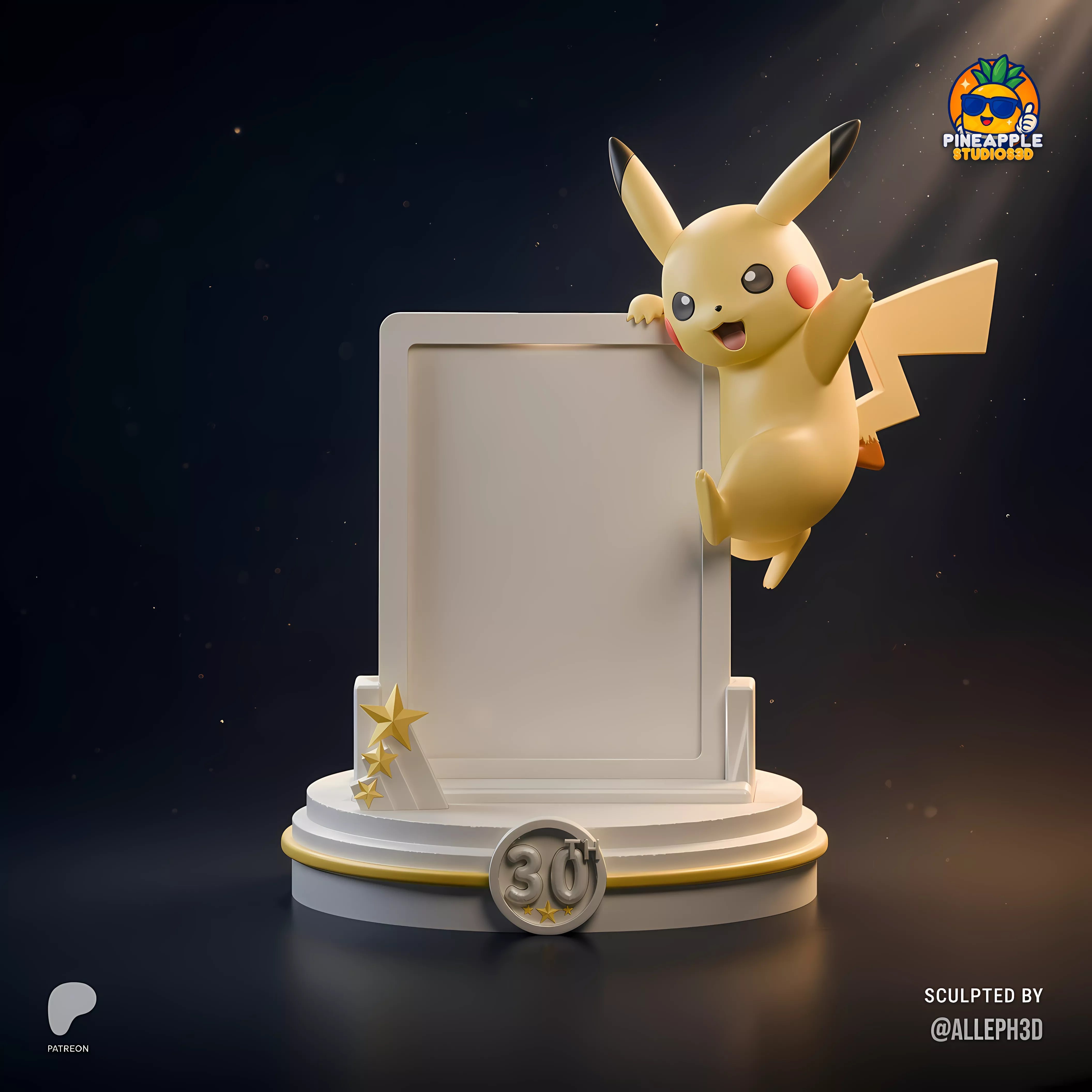 Pikachu 30th Anniversary Card Holder Pokemon TCG Display STL 3D print model