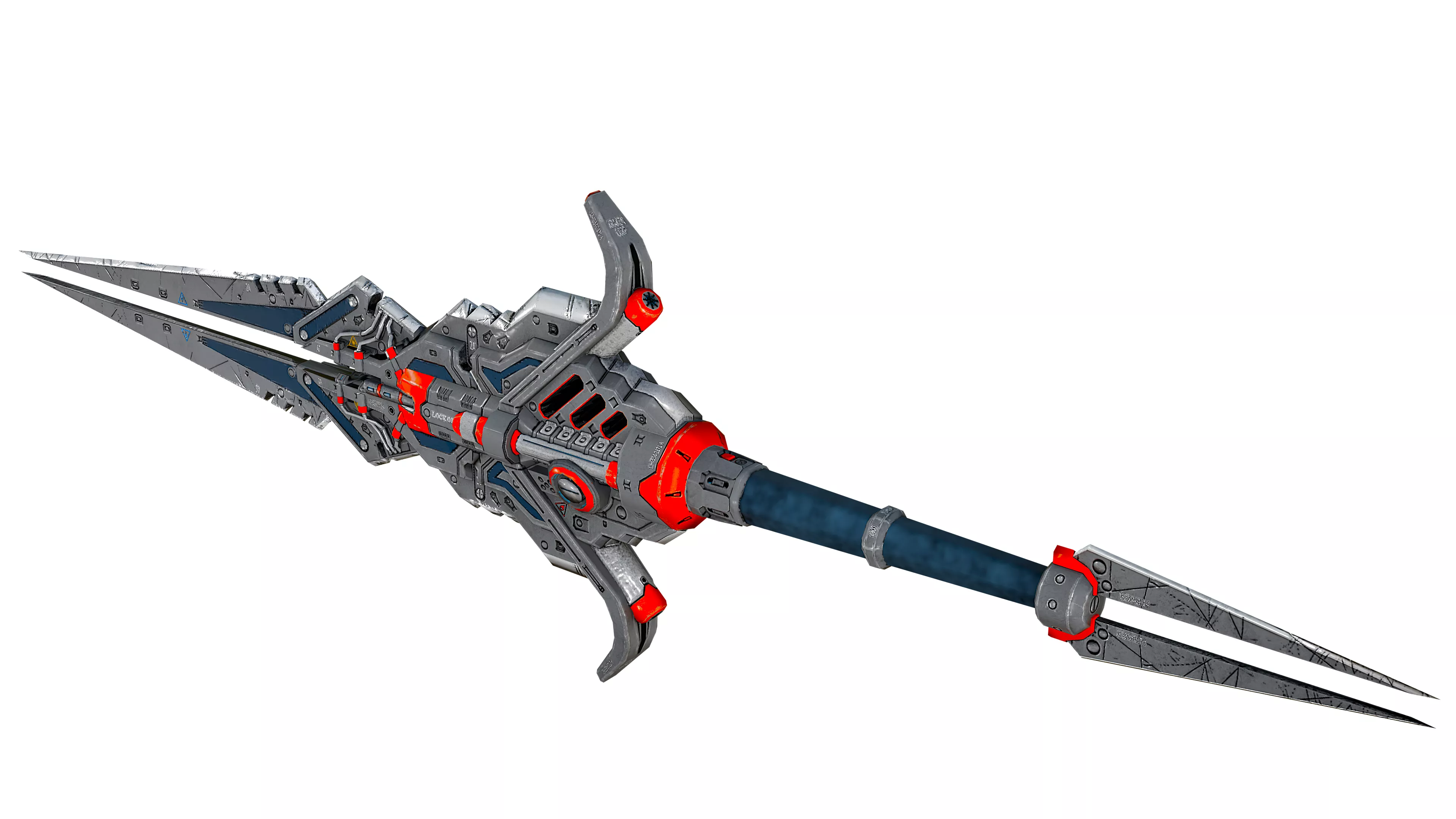 Sci-Fi Double Blade Spear High Poly Melee Weapon 3D Model Low-poly 3D model