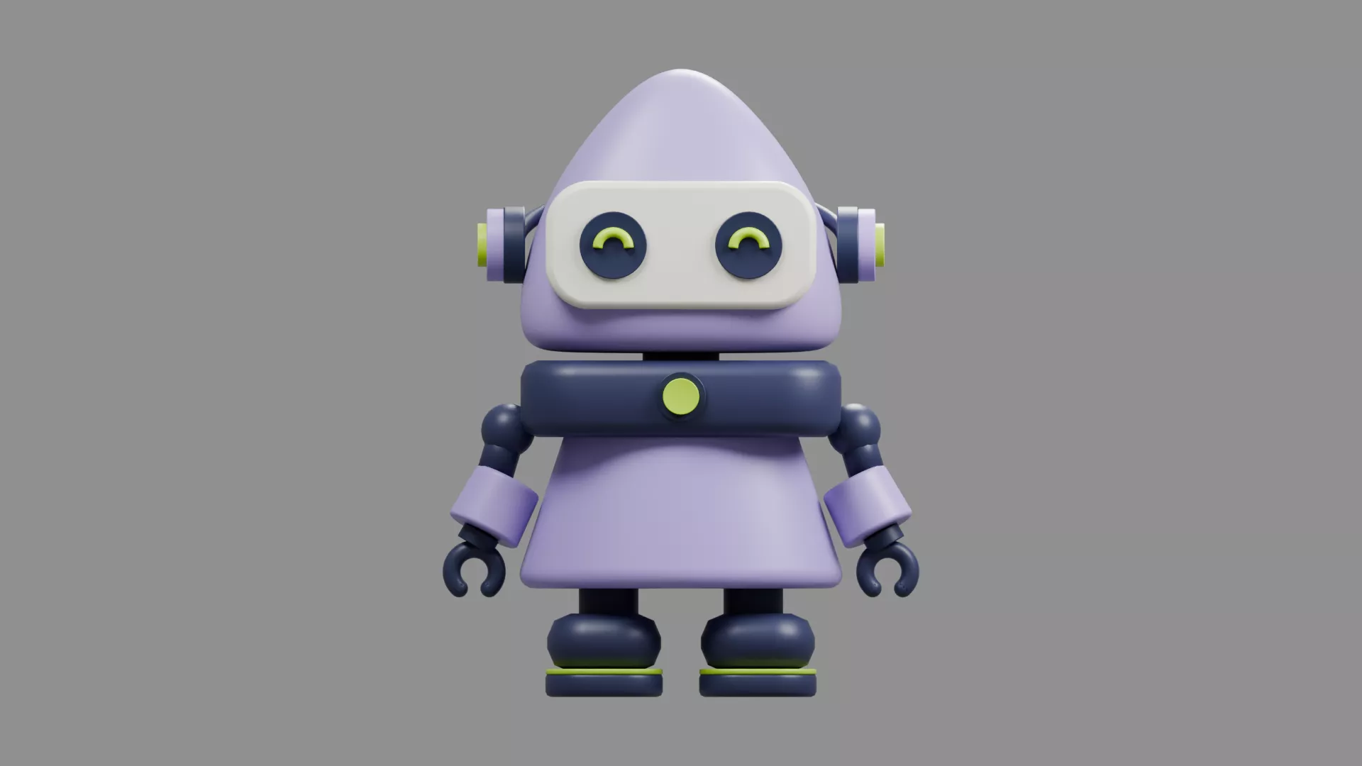 Purple Round Head Companion Robot Low-poly 3D model