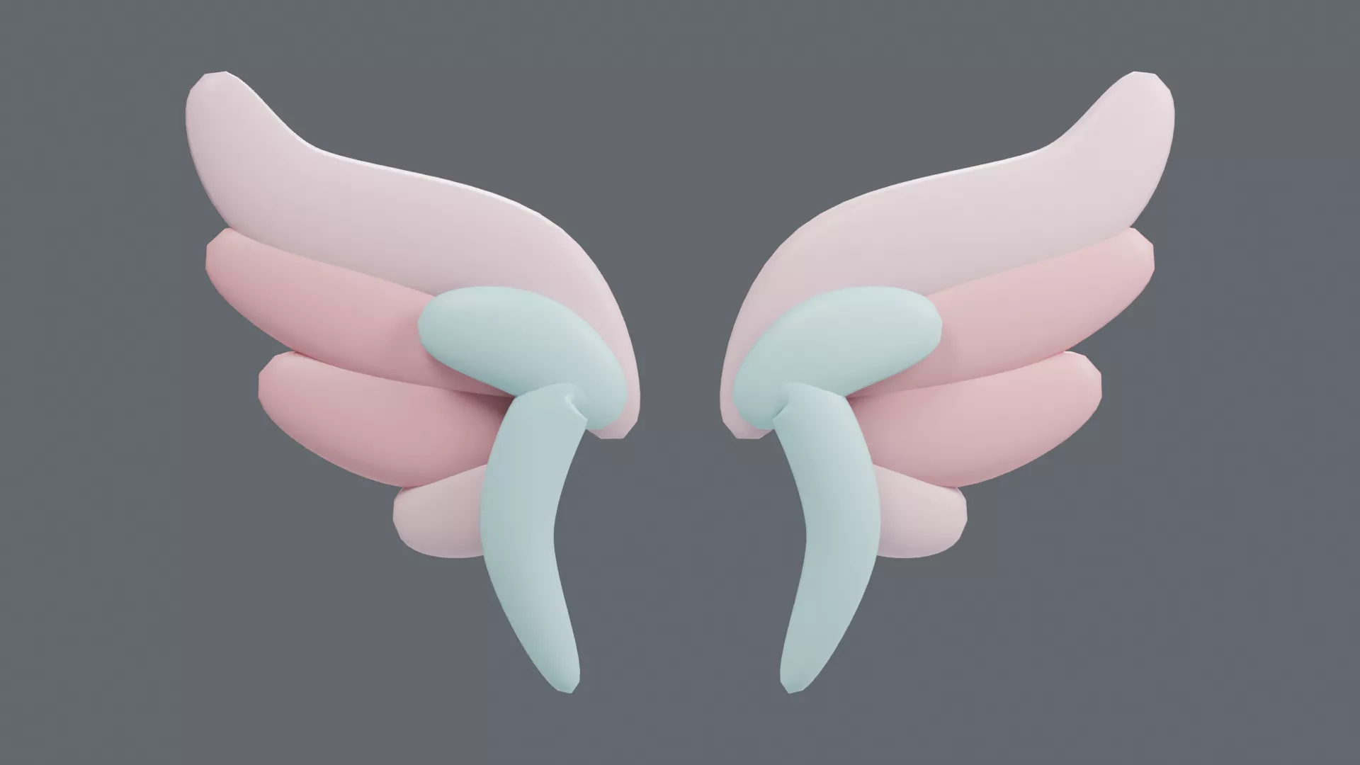 Soft Pink and Blue Character Wings Low-poly 3D model