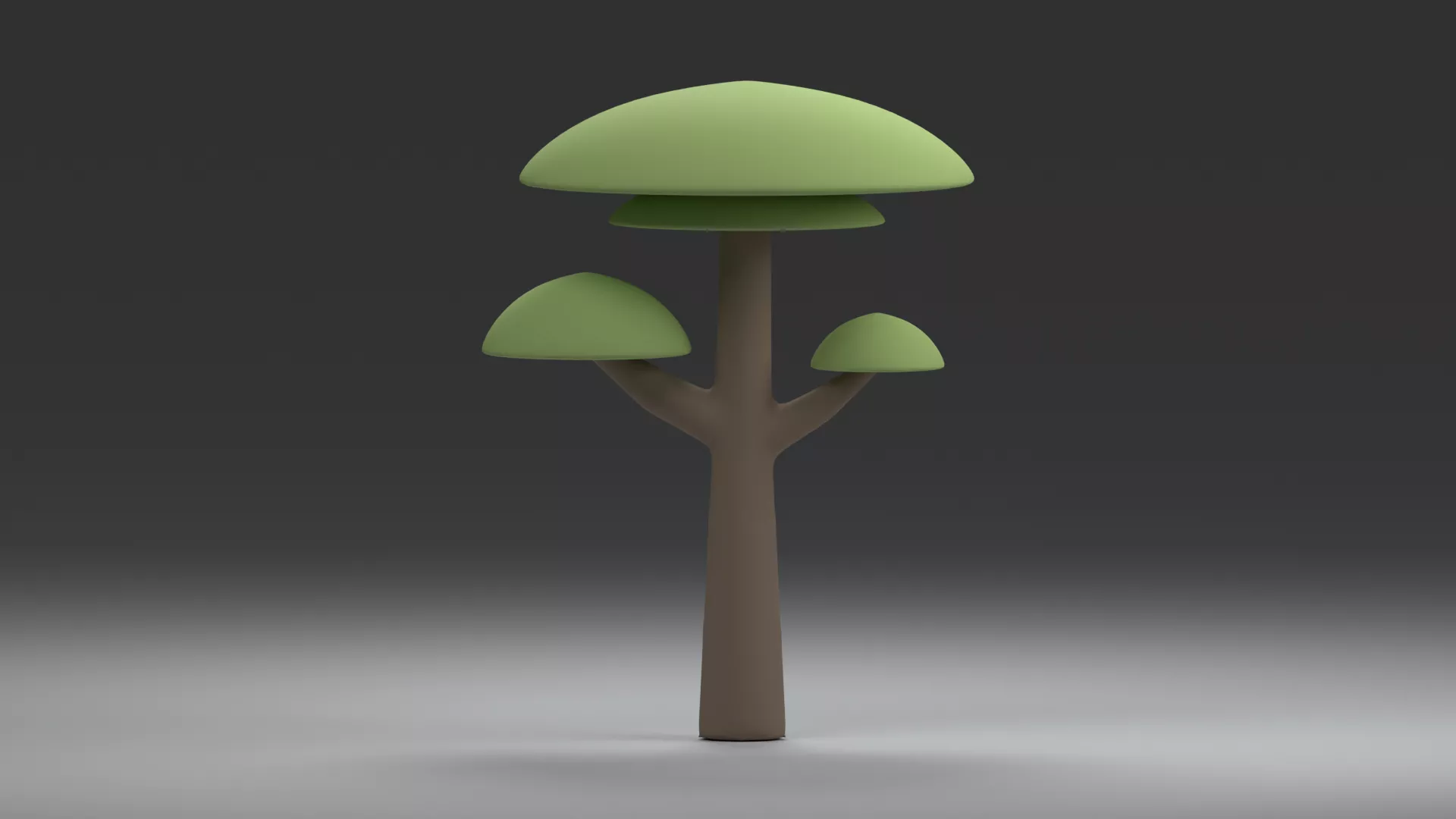 Umbrella Crown Cartoon Tree Low-poly 3D model