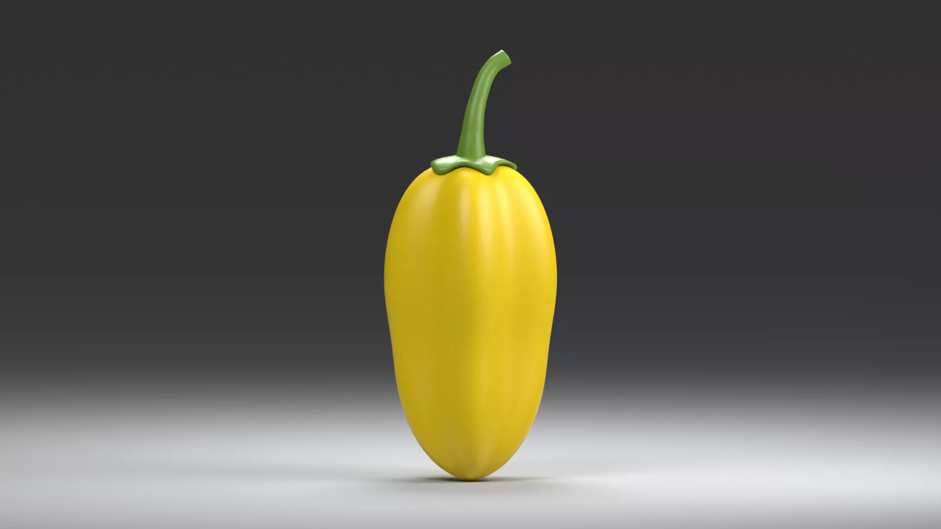 Long Golden Pepper with Green Stem Low-poly 3D model