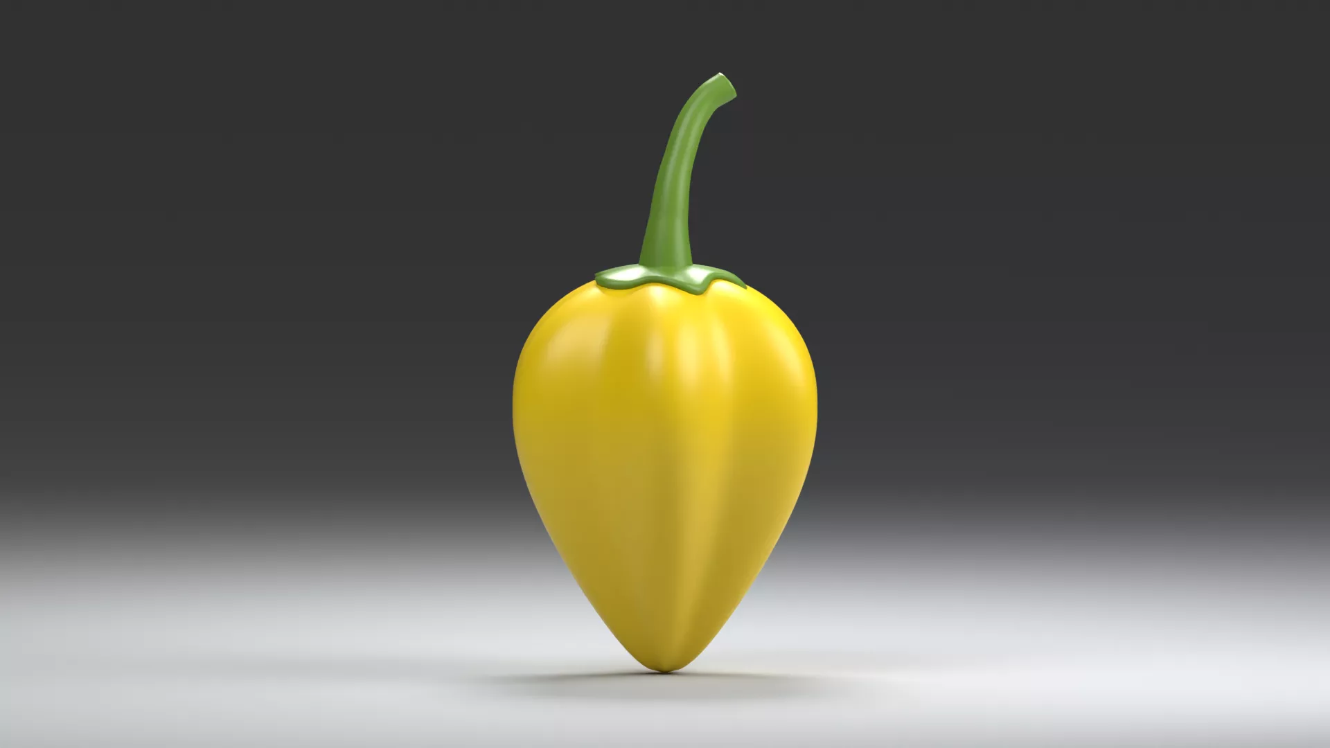 Lobed Yellow Pepper Vegetable Low-poly 3D model