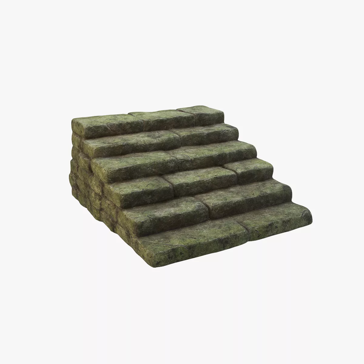 Mossy Stone Steps Low-poly 3D model