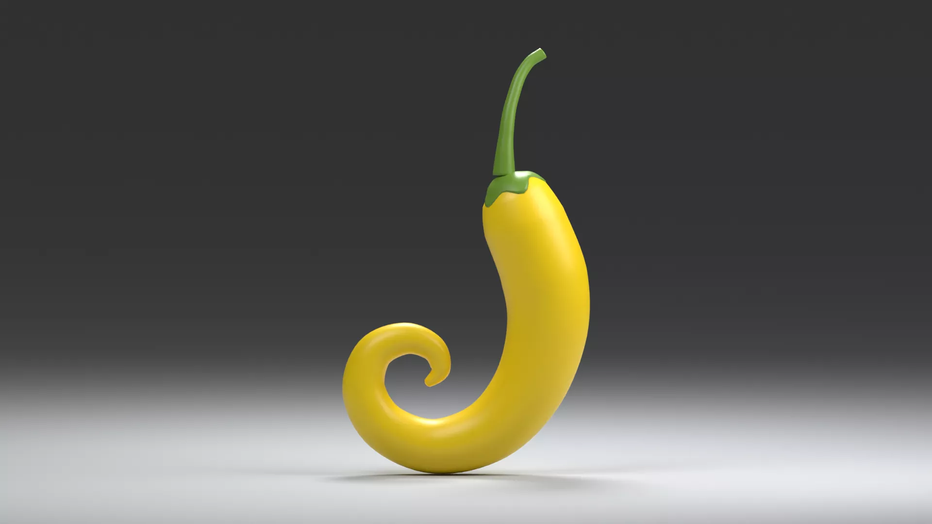 Curled Yellow Chili with Tall Stalk Low-poly 3D model