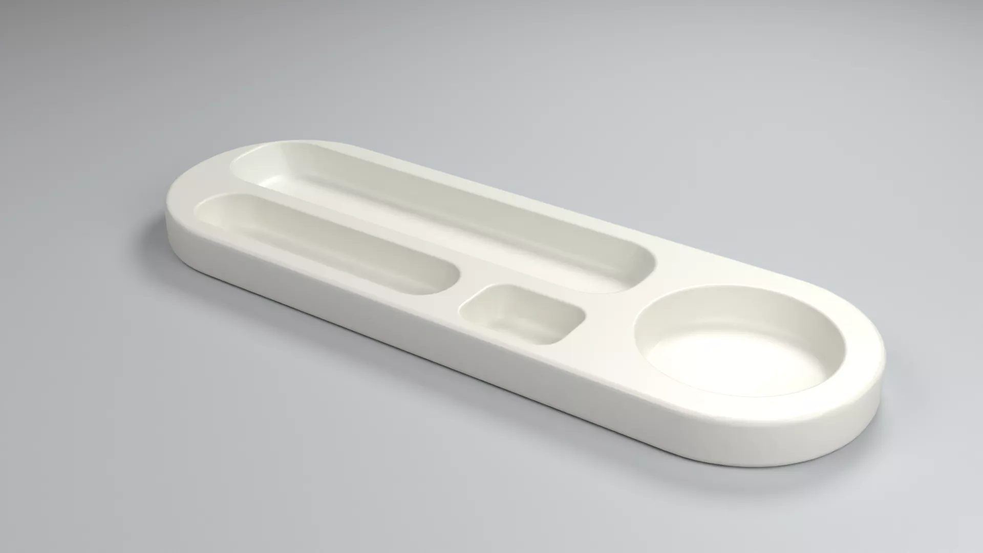 Slim White Serving Tray with Cup Recess Low-poly 3D model