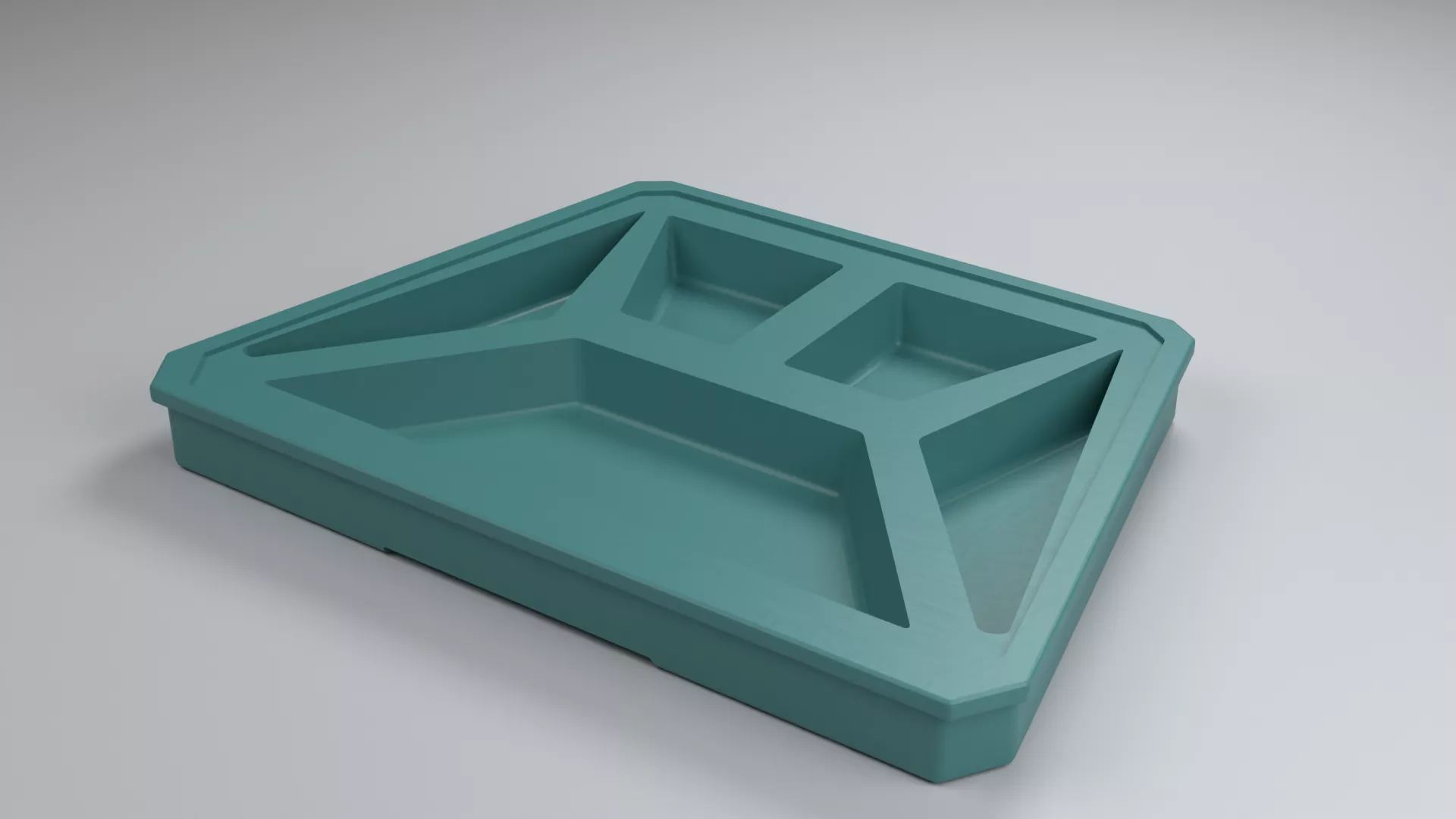 Teal Geometric Compartment Meal Tray Low-poly 3D model