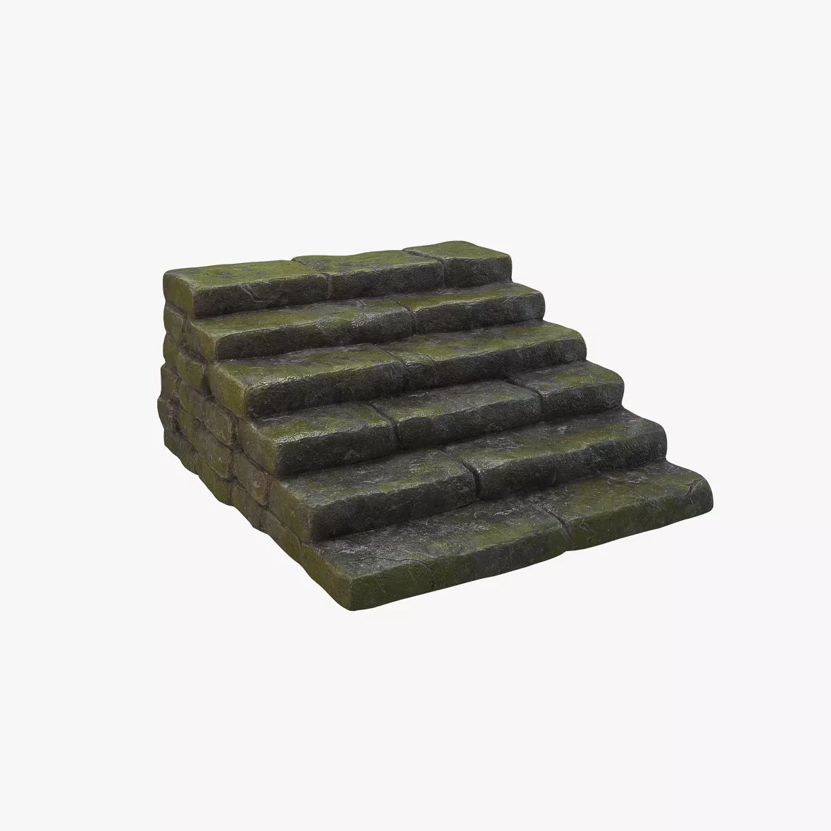 Mossy Wet Stone Steps Low-poly 3D model