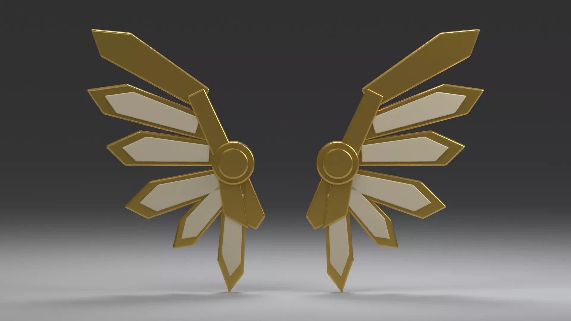 Angular Gold Frame Fantasy Wings Low-poly 3D model