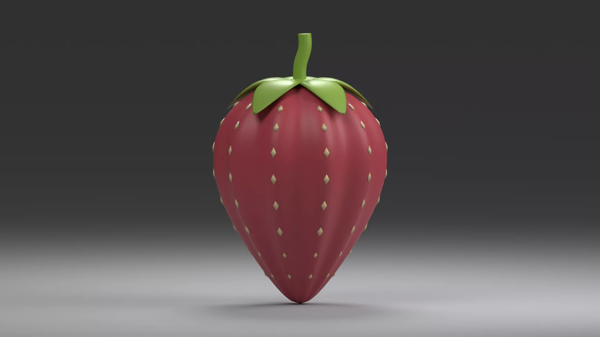 Deep Red Strawberry with Embedded Seeds Low-poly 3D model