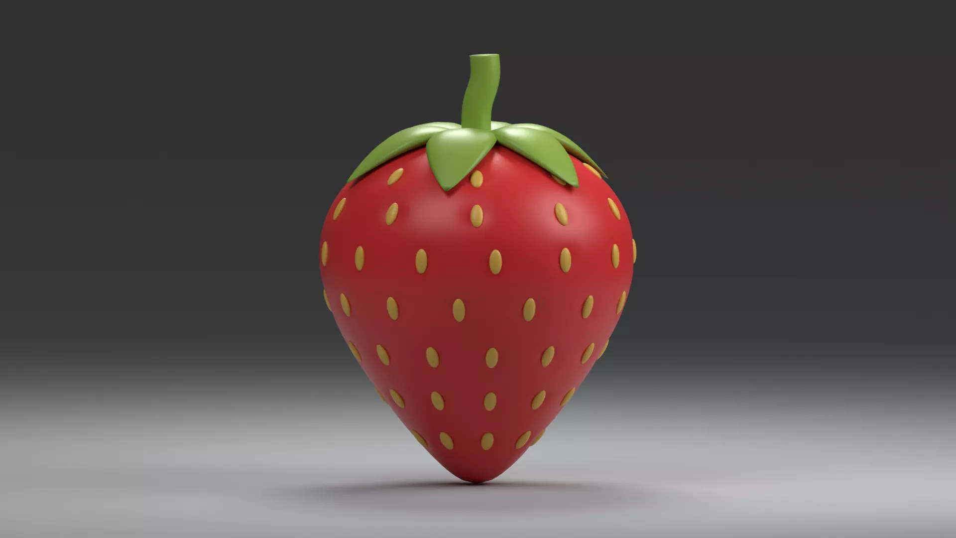Round Scarlet Strawberry Fruit Low-poly 3D model