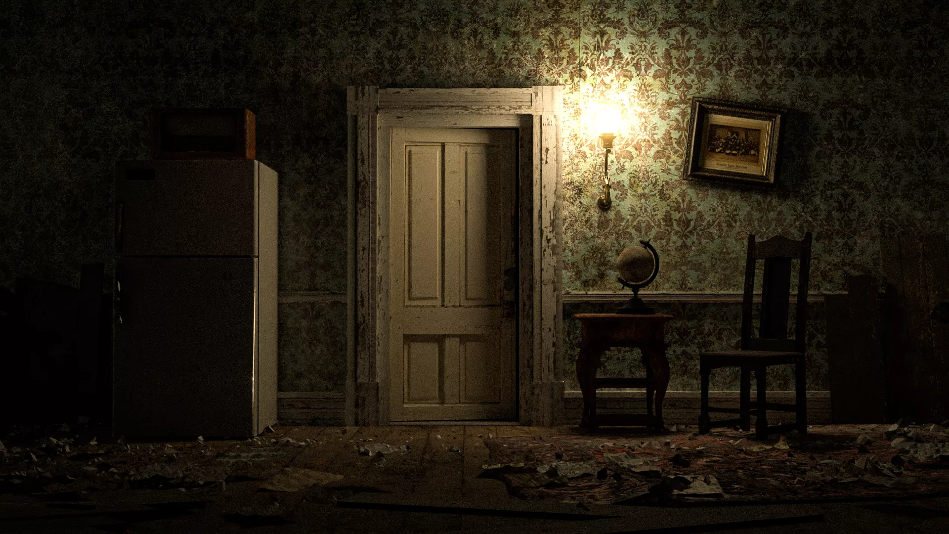 Abandoned Spooky Room Scene setup Low-poly 3D model
