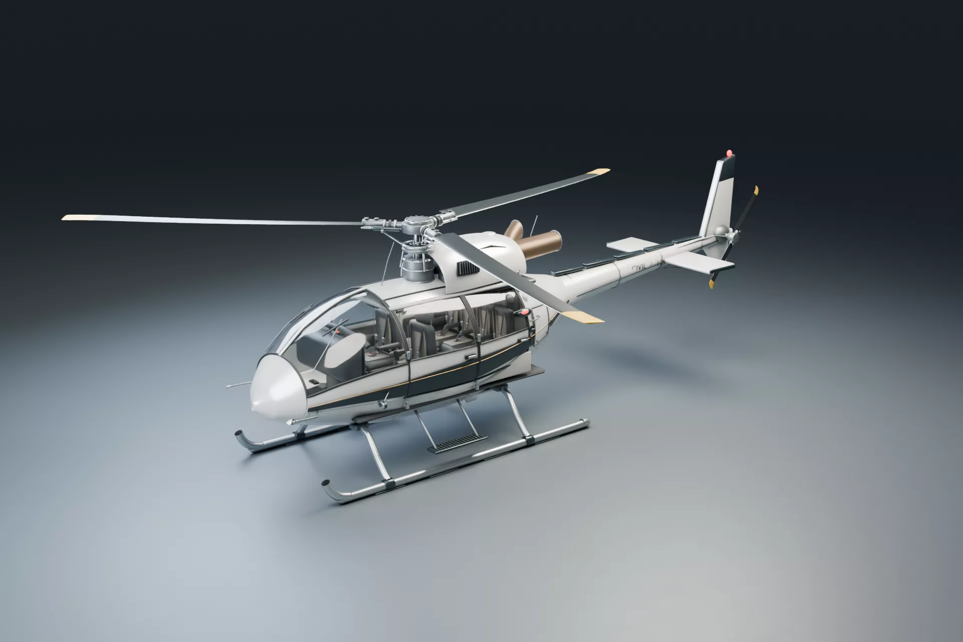 Detailed Civilian Utility Helicopter 3D model