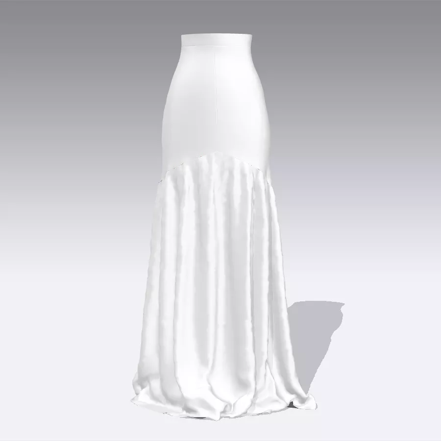 Asymetric long skirt look Low-poly 3D model
