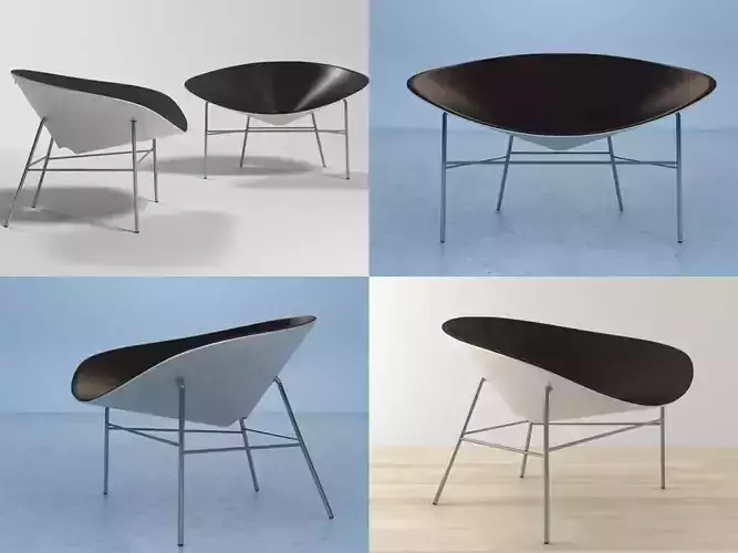 Bloom four different chairs with design 3D model