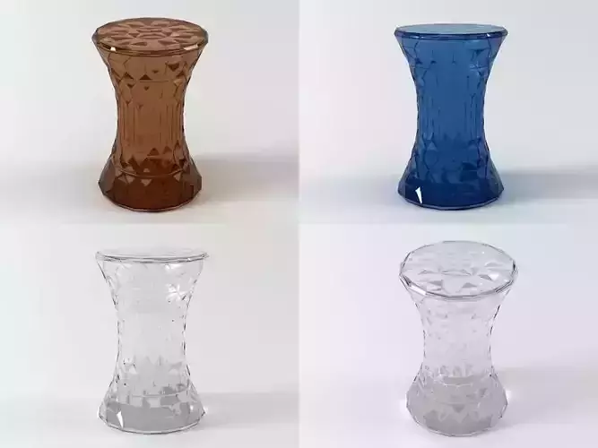 Stone four different colored glass vases