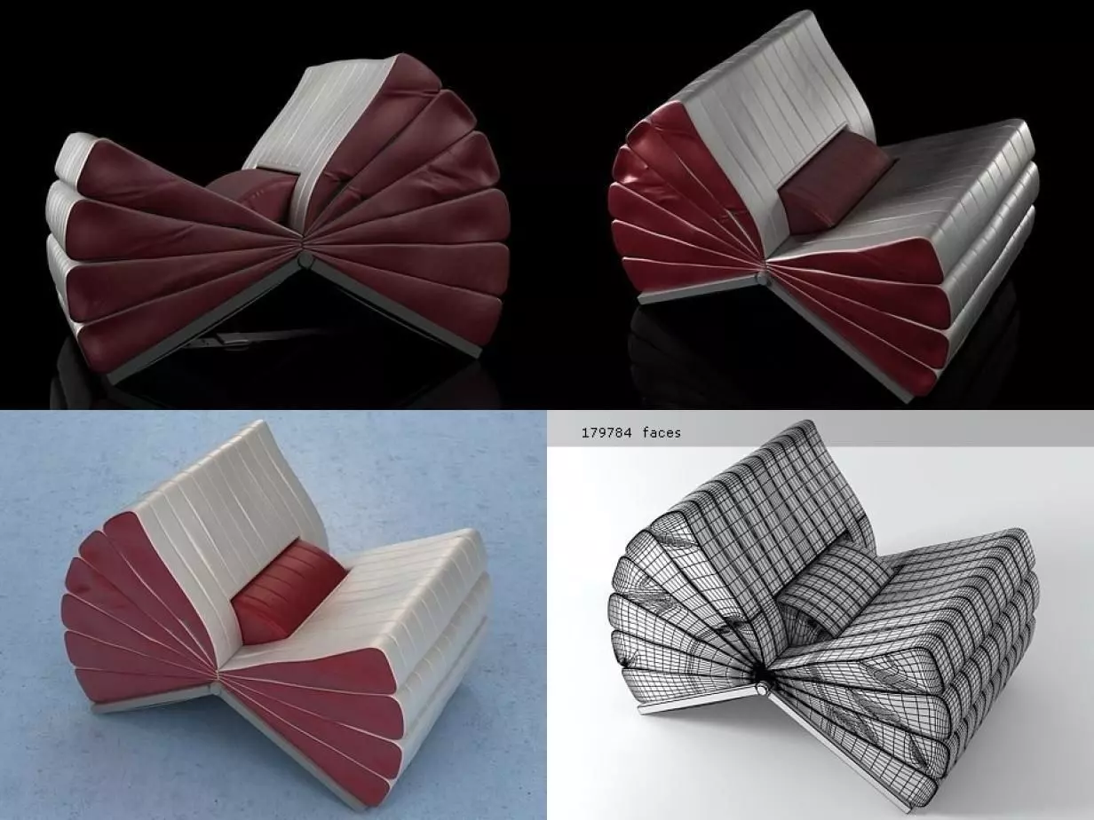 Libro book chair design 3D model_2