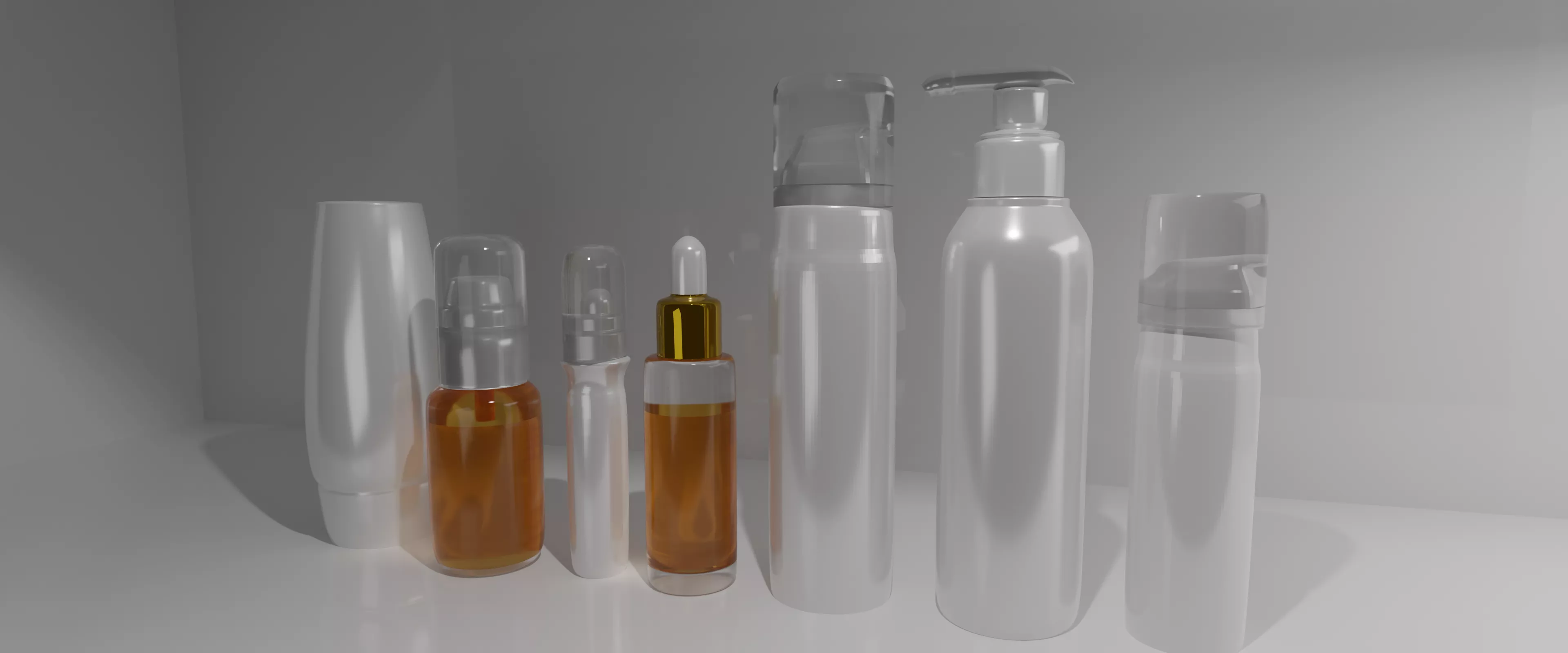 Cosmetic Bottle and Tube Set 3D model Free 3D model