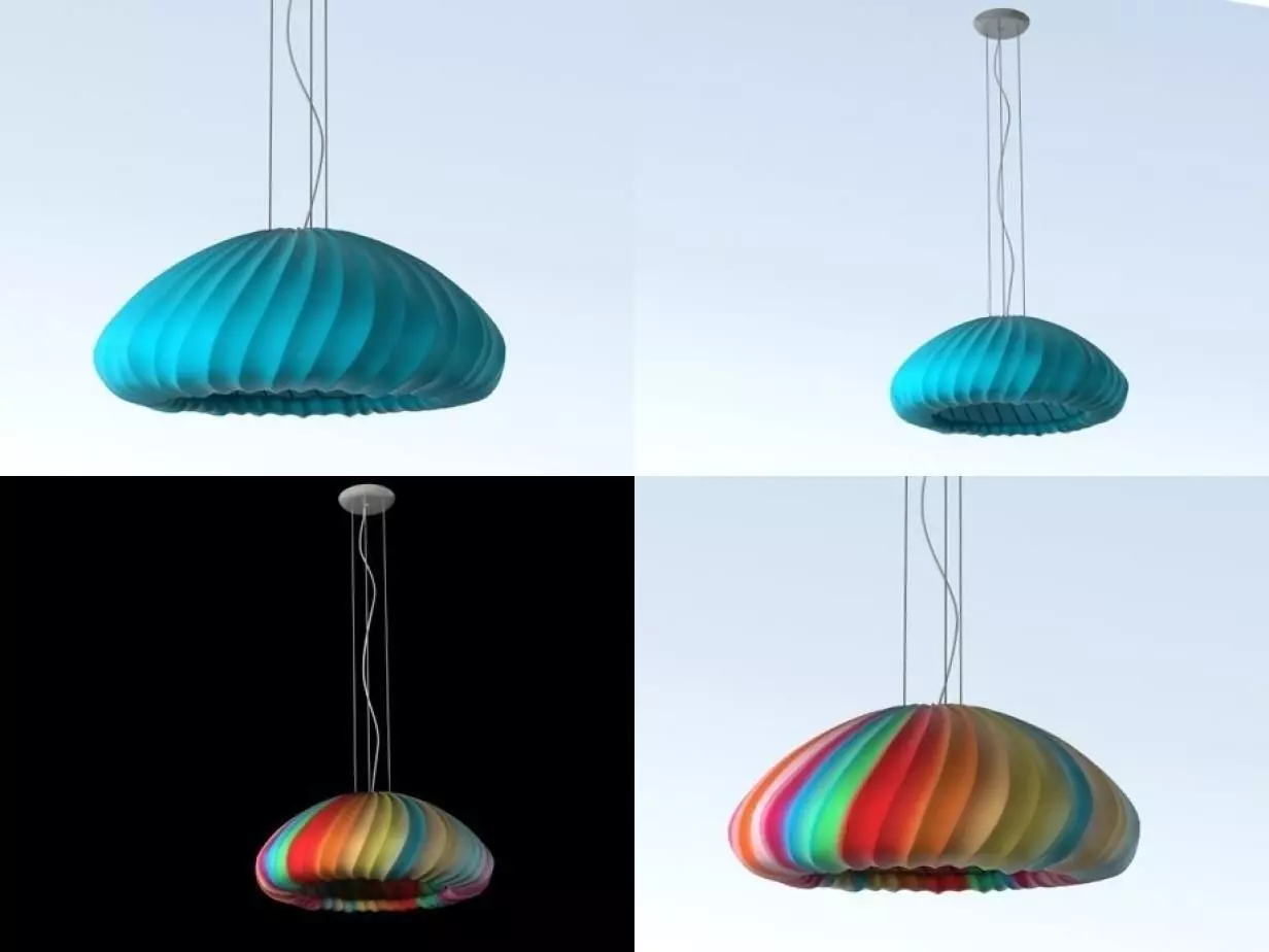 Muse three different colored lamps hanging from ceiling 3D model_1