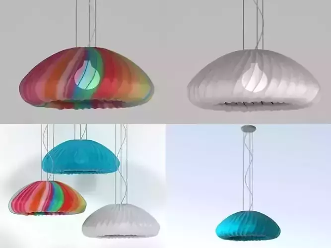 Muse three different colored lamps hanging from ceiling