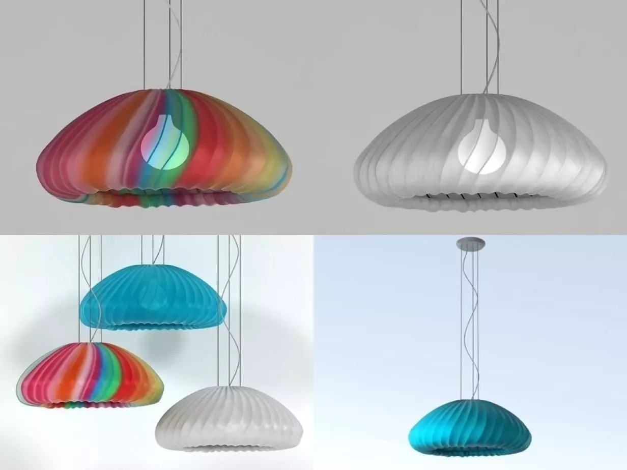 Muse three different colored lamps hanging from ceiling 3D model_0