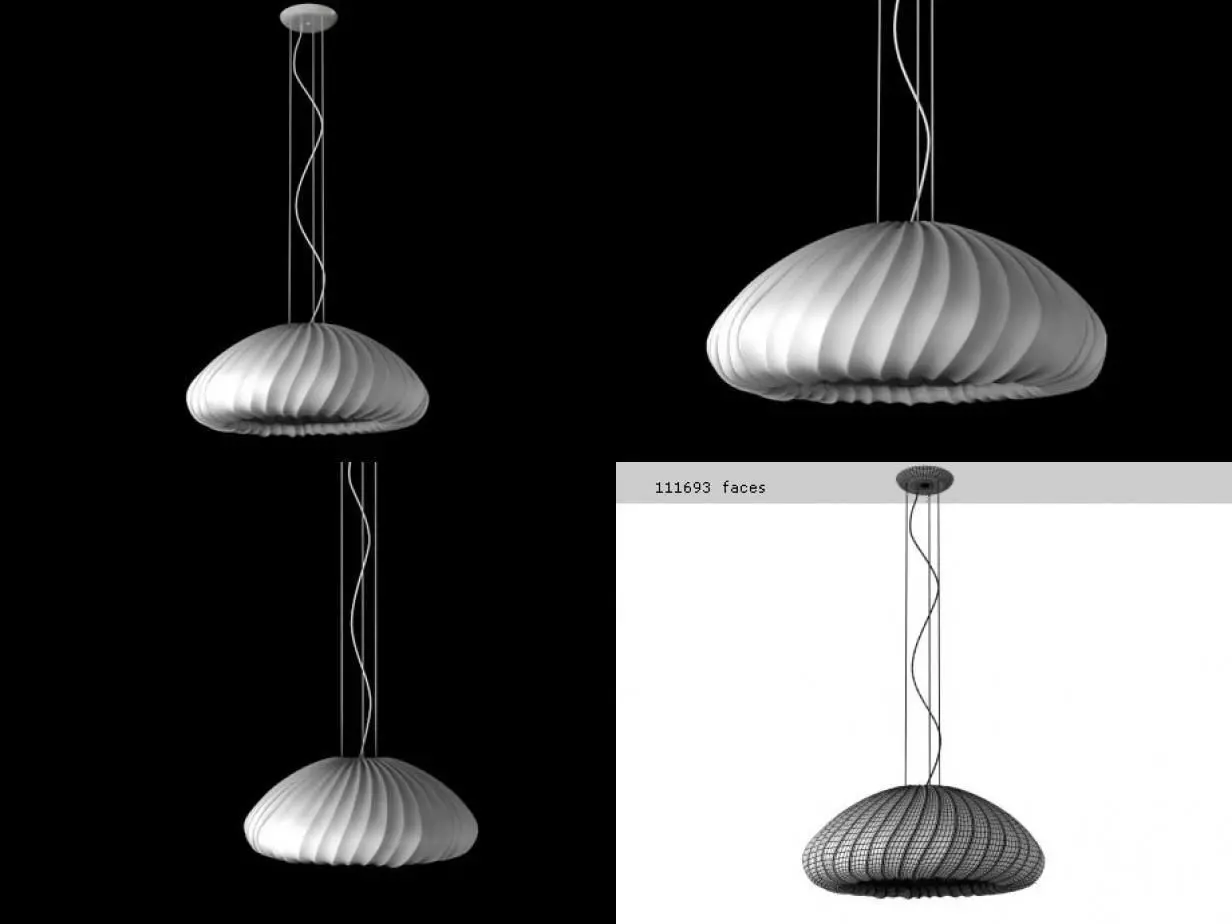 Muse three different colored lamps hanging from ceiling 3D model_2