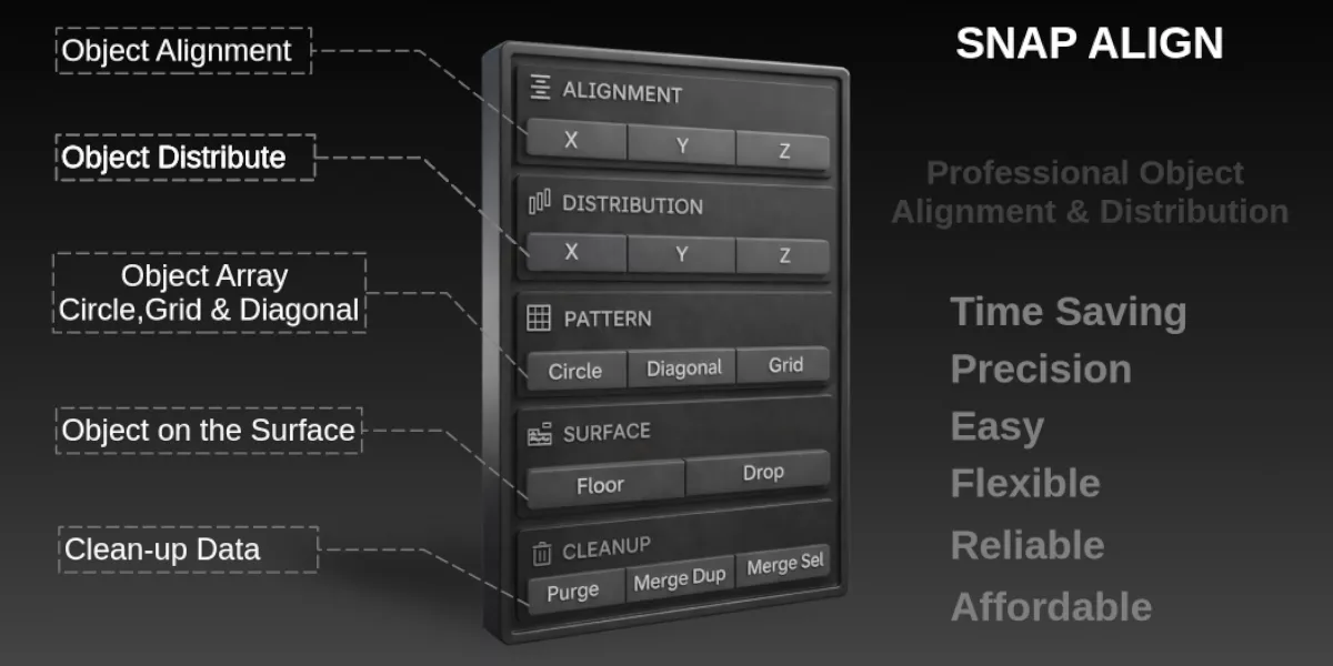 SNAP ALIGN - Professional Object Organization Addon 3D model
