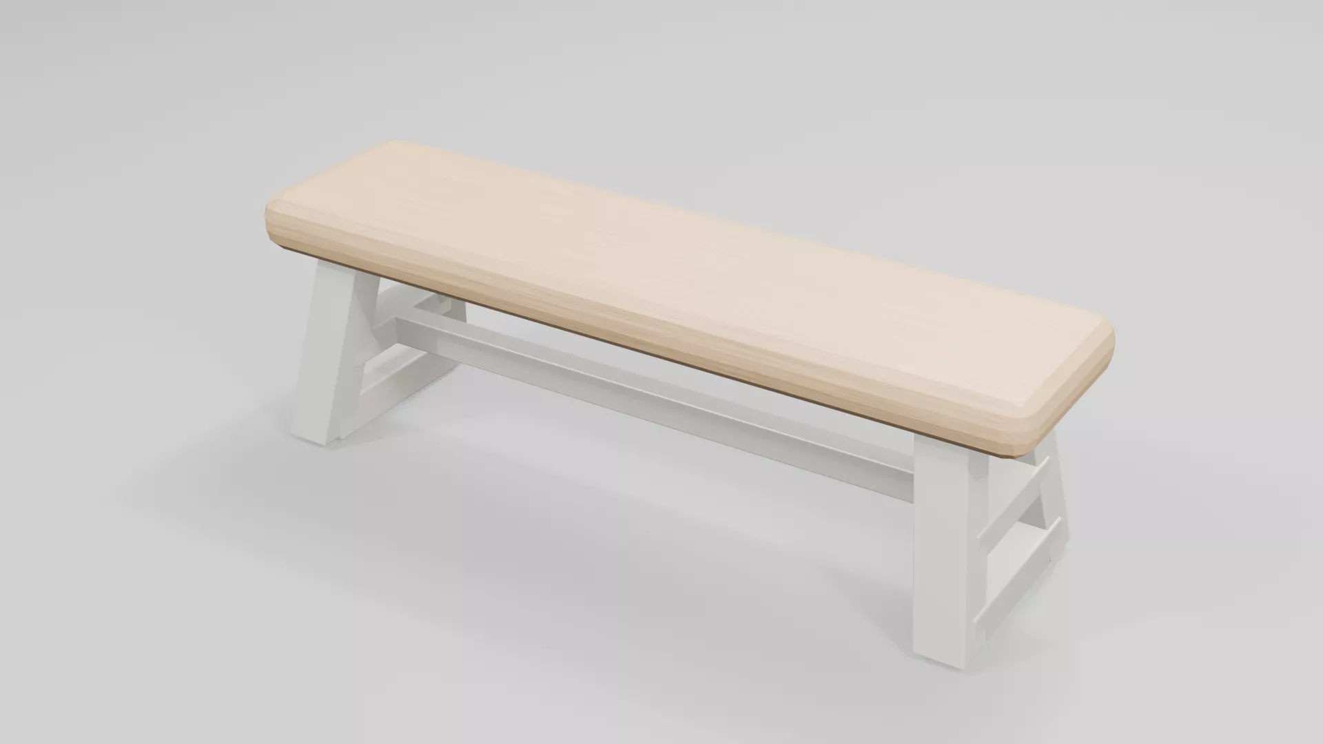 Cream Upholstered Bench with Pale Frame Low-poly 3D model