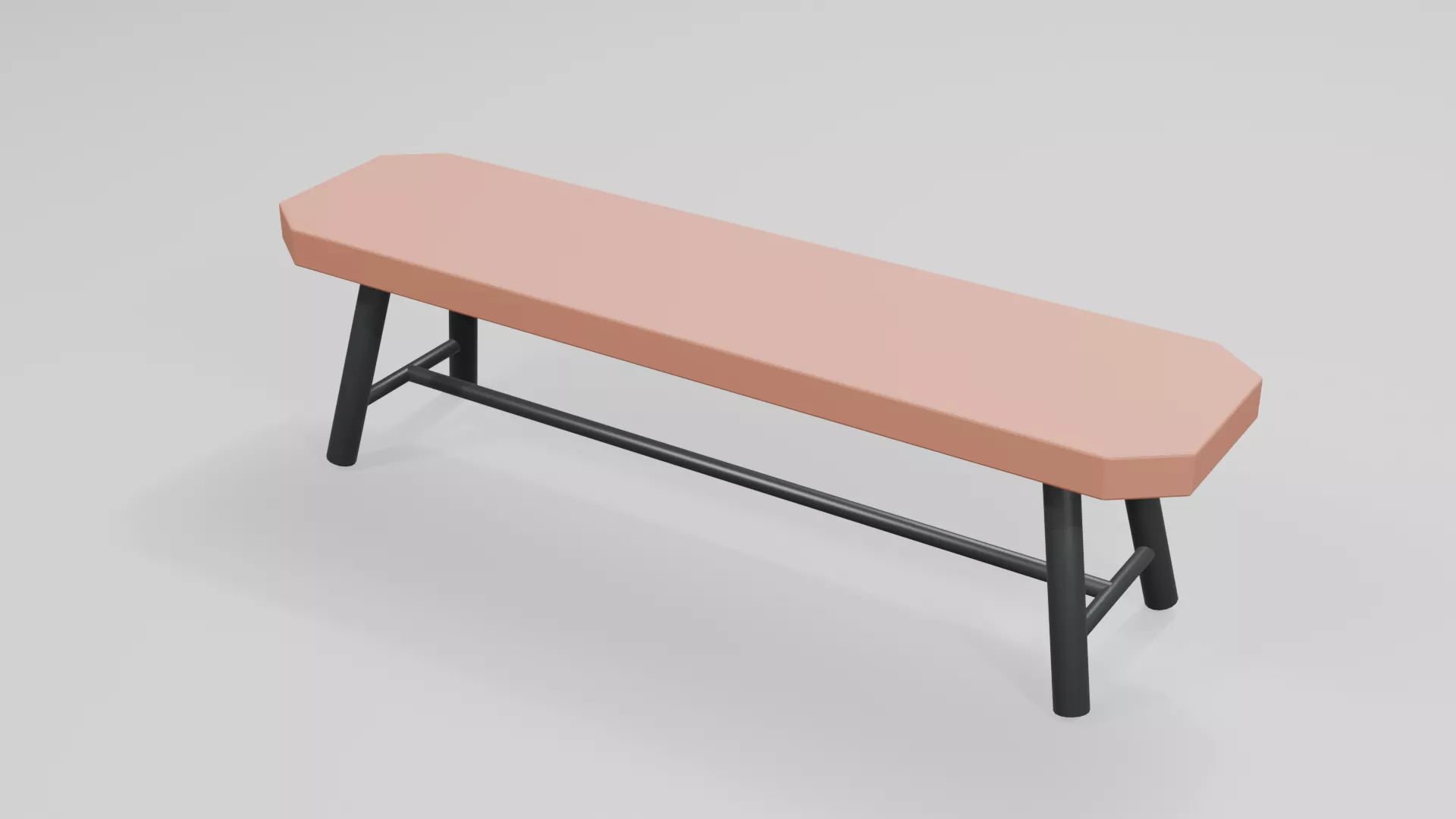 Coral Seat Bench with Dark Metal Frame Low-poly 3D model